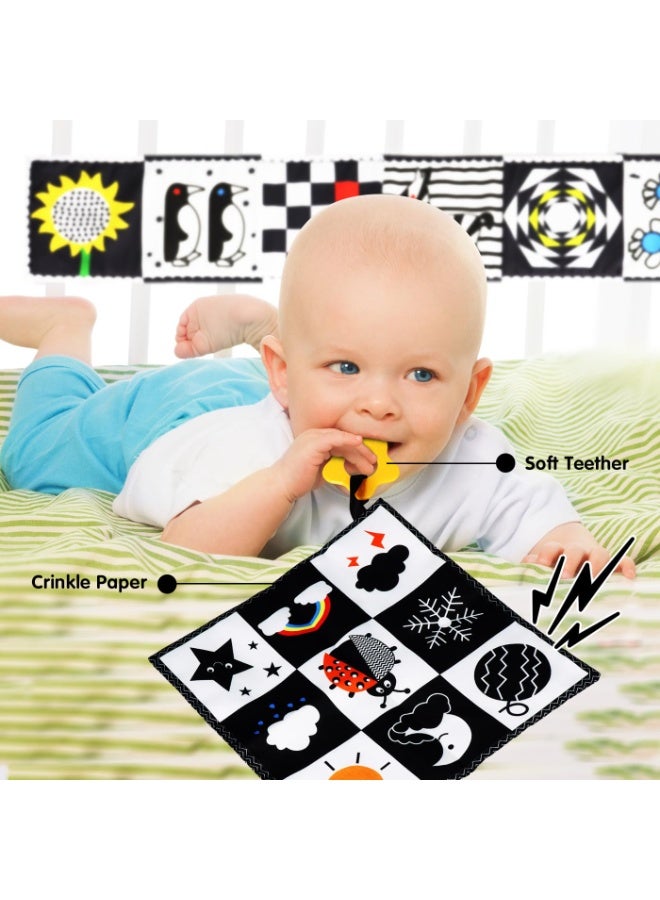 دايتويز لعبة أطفال من 0 إلى 3 أشهر، كتاب قماشي متباين للأطفال، مكعب قماش مجعد، كتاب متباين أسود أبيض، أسود & مجموعة هدايا لعبة عربة الأطفال البيضاء، لعبة أطفال من عمر 0 ​​إلى 3 سنوات و6 إلى 12 شهرًا (3 قطع) - Image 5